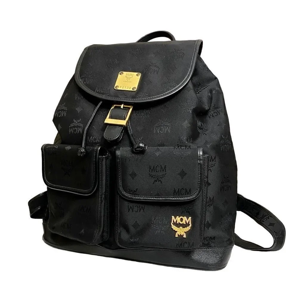 MCM Nylon Leather Backpack Black  Y0130